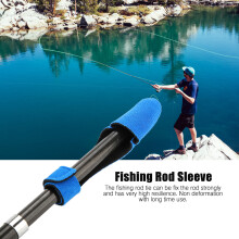 Neoprene Fishing Pole Sleeve with Glove Cap & Strap in Blue – Expandable Fit