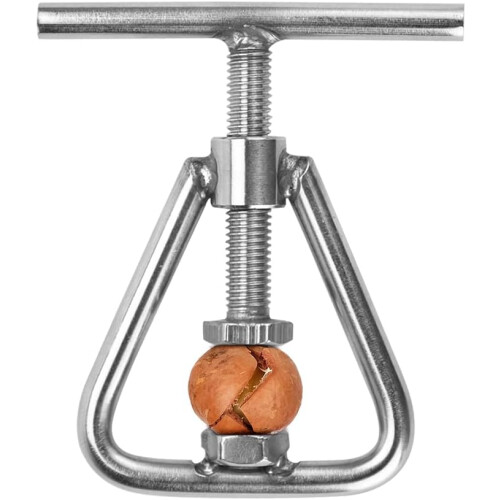 Gourmet Nutcracker, Solid Cracking System for Easy Cracking, Stainless Steel Nutcracker Heavy Duty for Black Walnut, Hazelnut, Almonds, Pecan, Compact