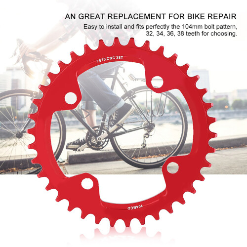Red 38T MTB Chain Ring 104BCD - Easy Install & Long-lasting Use 2
