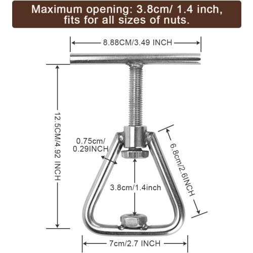 Gourmet Nutcracker, Solid Cracking System for Easy Cracking, Stainless Steel Nutcracker Heavy Duty for Black Walnut, Hazelnut, Almonds, Pecan, Compact 1