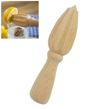 Zitruspresse aus Holz, müheloses Entsaften, beständig gegen Zitronensäure, komfortabler Griff für schnelles und einfaches Entsaften.