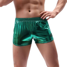 Boxer Shorts Men's Metallic Ice Silk Shiny Green XL Elastic Waist Oversized Clubwear Nightclub