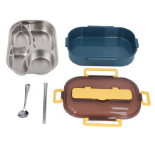 Recipiente hermético para el almuerzo con control de porciones, apto para microondas. Fiambrera bento de acero inoxidable 316 para la oficina o