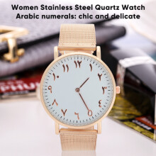 Elegante Rosegold-Quartz-Uhr für Damen, Edelstahl rundes Zifferblatt 36mm