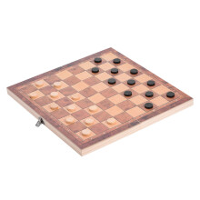 3-in-1 Tragbarer Holz-Falt-Schachbrett 29x29cm für Reisen & Familienspaß