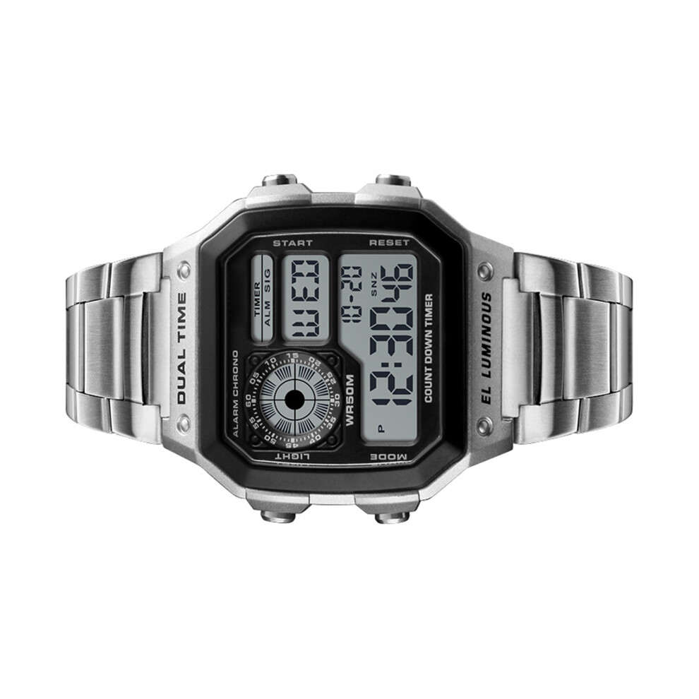 SKMEI Sport Stainless Steel Men Watch 5ATM Water-resistant Digital Backlight Man Wristwatch Male Relogio Musculino Chronograph