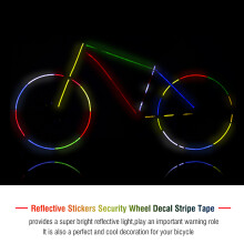 2 Rolls Green Bicycle Reflective Stickers 1cm Wide, 8m Length