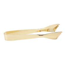 Elegante Eiszange mit Goldrand für stilvolles Servieren. Das Edelstahlmaterial garantiert Rostfreiheit und Langlebigkeit in Ihrer Küche und Bar.