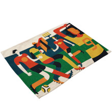 Jogo de jogos americanos de algodão e linho, estilo vintage, panos de prato com isolamento térmico, decoração retrô para casa, protetores de