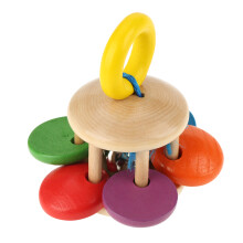 Babysicher Holz-Greifspielzeug mit Rassel, Bunt, 14x19cm, ab 12 Monaten