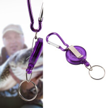 3-teiliger violetter Nylon-Gurtstopper, retractable Rollenschlüsselhalter, 75 cm