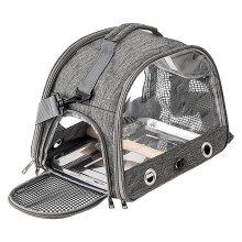 Bird Travel Cage Gray Portable Carrier With Standing Perch And Tray For Budgies Parakeets Parrots Conures