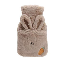 Large 1Pc Rabbit Plush Fabrics Hot Water Bottle Bag Reusable Winter Warmth Hand Warmer Feet Warmer Color Coffee