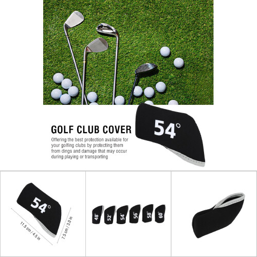 6-stückiges Set elastischer Golfschlägerkopfspanner Schwarz, 48-60, 11,57,5 cm 2