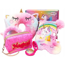 Conjunto de Almohada y Diario con Motivo de Unicornio, 6 Piezas — regalos niñas unicornio, accesorios infantiles viaje