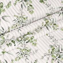 White Leaf Print Corduroy Fabric - Heavyweight Upholstery Material for Home Decor & Sewing Projects, Sold by the Metre