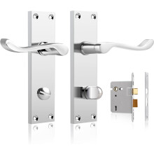 Probrico Manijas para puertas Cerradura interior Plateadas 6 pares