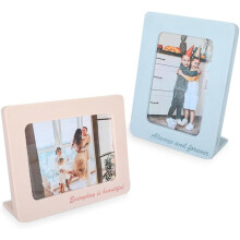 Set of Two Decorative Photo Frames - Pink & Blue Resin Picture Frames for 4x6 and 5x7 Photos, Freestanding Tabletop Home Decor