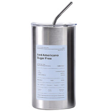 Isolierbecher für Iced Americano, vakuumisolierter Edelstahlbecher mit wiederverwendbarem Strohhalm, doppelwandiges Vakuumisolierungsdesign, leicht.
