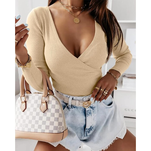Fisoew Jersey Cuello Mujer Beige M 2
