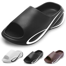 Unisex Cushioned Pillow Sandals - Lightweight Waterproof EVA Slip-On Sliders for Indoor, Outdoor, Beach & Pool Use in Black