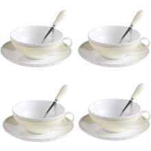 Ensemble de tasses et soucoupes à café en porcelaine avec cuillères pour 4 personnes 160ml — service à café