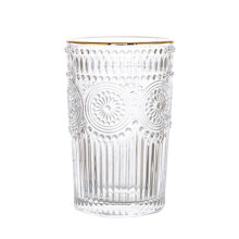 Vasos de vidrio de calidad hechos a mano de la gama Sunflower, de estilo vintage, cómodos y resistentes, con un intrincado diseño en relieve.
