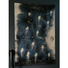 Tableau Abstrait Mer Morte Nikcorp 150x100cm : Toile Déco Moderne Bleue pour Salon, Chambre, Bureau - Qualité Supérieure Garantie