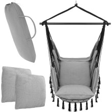 Comfortable Cotton Hanging Hammock Chair - Indoor Outdoor Boho Swing Seat with Cushions for Garden, Patio & Bedroom