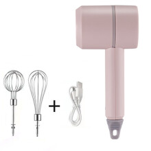 Liquidificador portátil sem fio 2 em 1, ideal para bolos e sobremesas, com bateria recarregável, batedores de aço inoxidável removíveis,