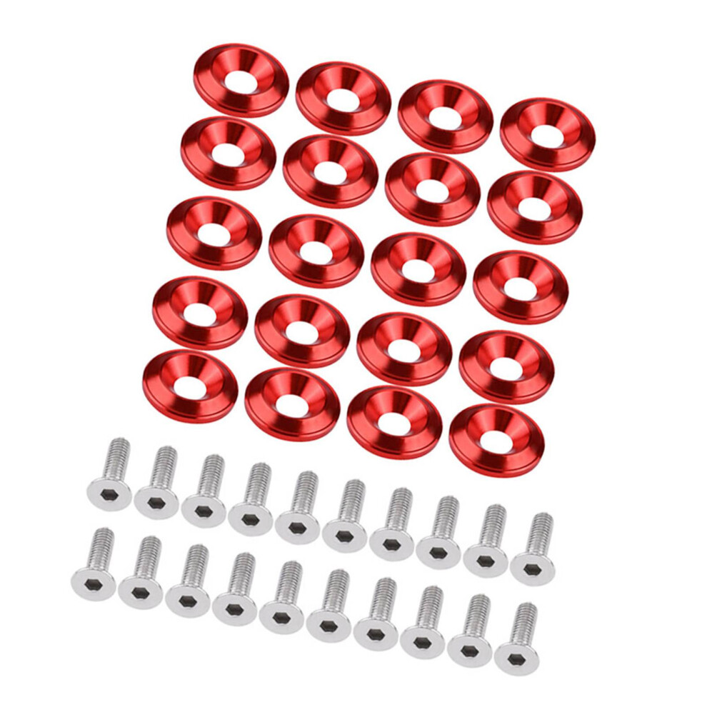 20Pcs Red Aluminum Bumper/Fender Washer Bolt Kit - Engine Bay Dress Up 8761362891270