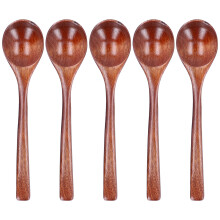 Colheres de madeira artesanais, colheres versáteis para comer, qualidade premium para misturar e mexer, utensílios de mesa duráveis (5 peças)