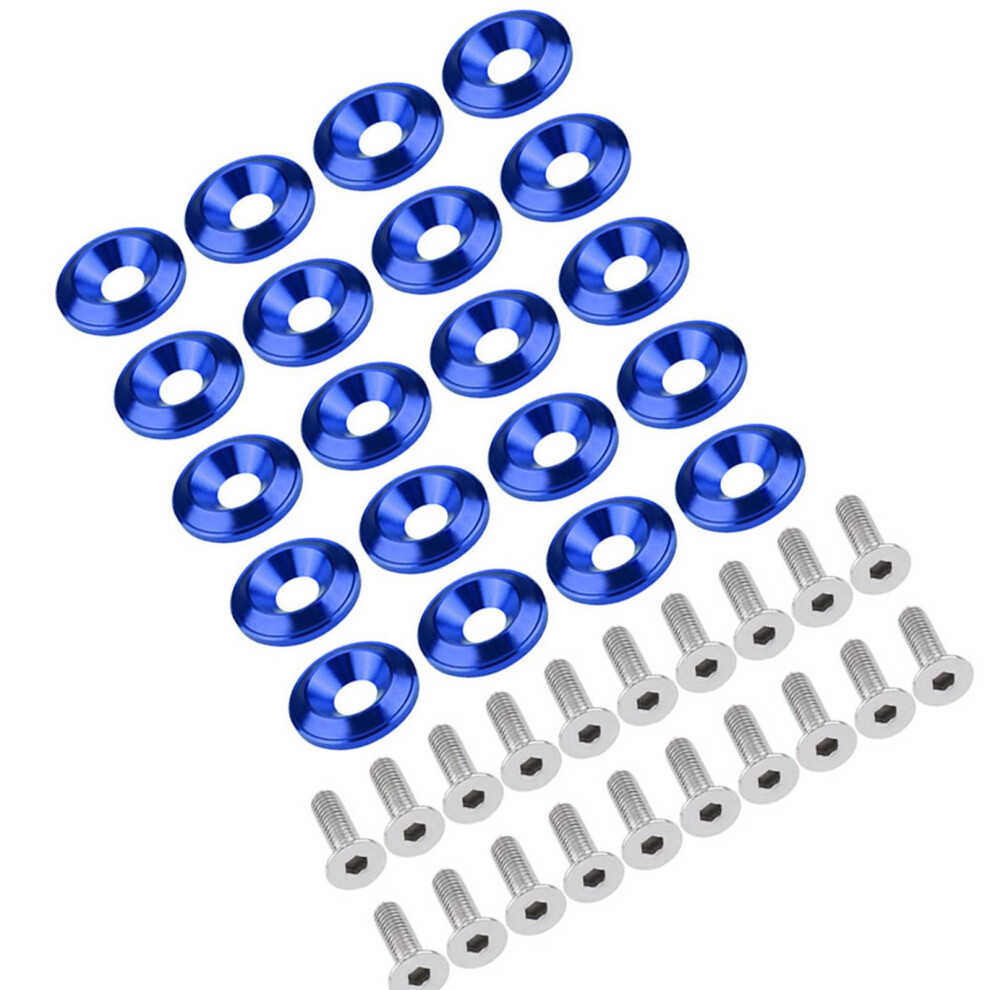 20Pcs Blue Aluminum Bumper/Fender Washer Bolt Kit For Car Dress Up 4611362891289