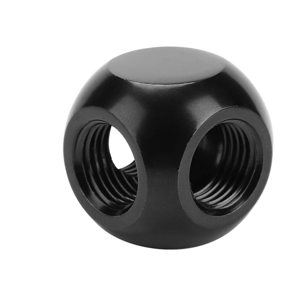 3 Way Brass Adapter For Computer Water Cooling G1/4 Thread Spherical Connector Black 7661362893018