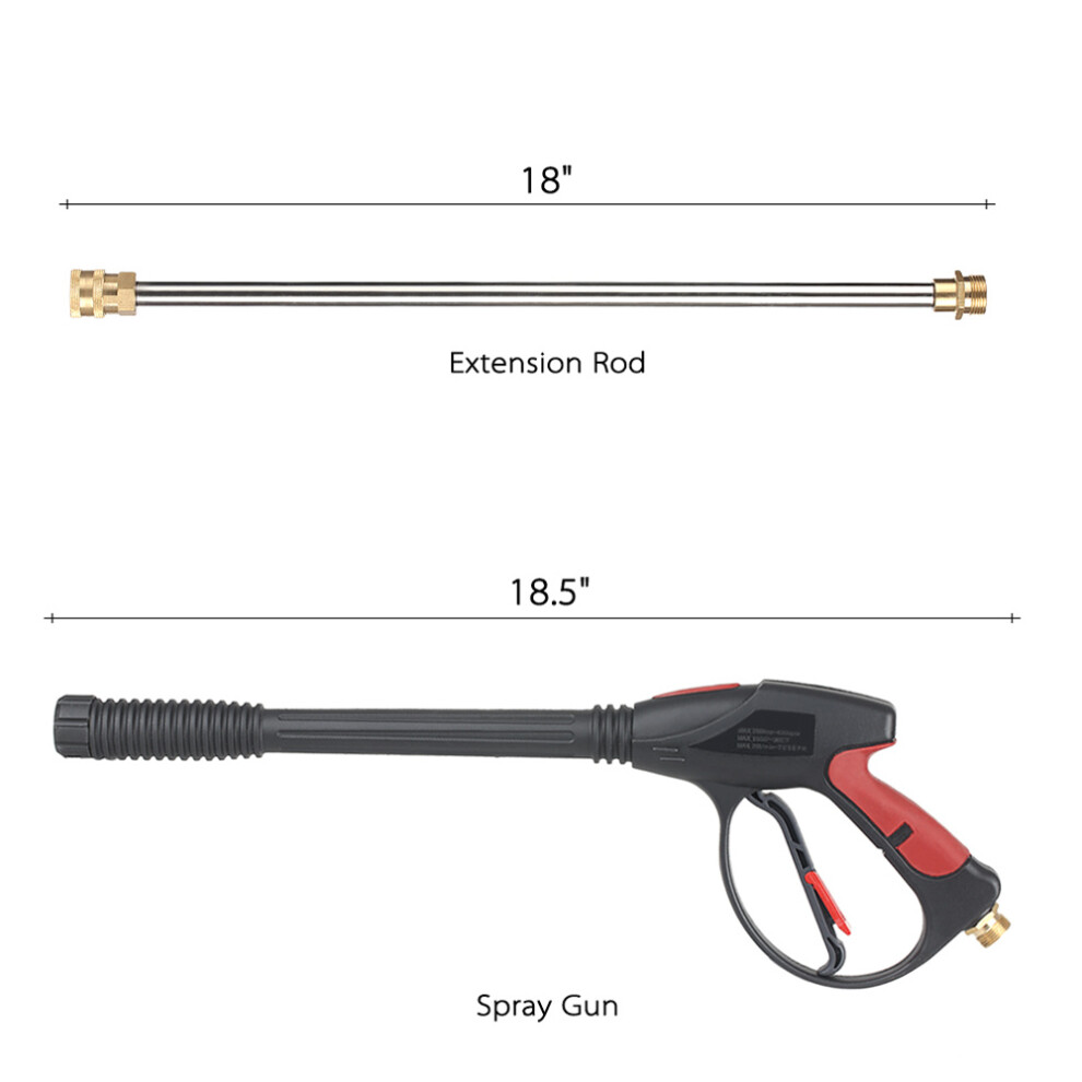 Pressure Washer Gun 4000 Psi Spray Kit With 18.5" Nozzles & Extension 5001362893434