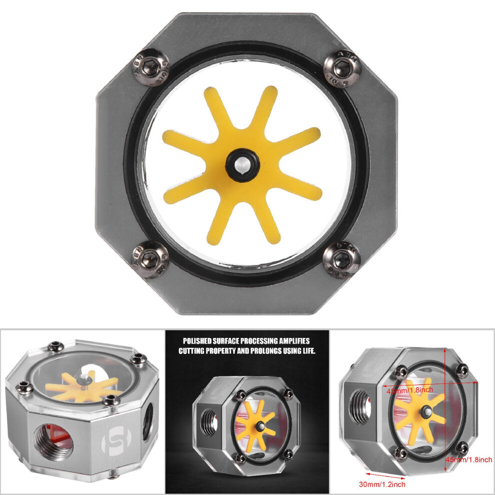 Aluminum Alloy G1/4 Water Cooling Flow Meter Indicator 45X45x30mm Gray 4221362893888