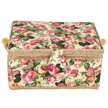 Fabric Sewing Tool Needle Thread Basket Household Storage Box (Rose) 20x15x10cm