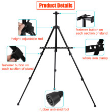 1pc Foldable Painting Easel for Outdoor Art Adjustable Height 10-85cm