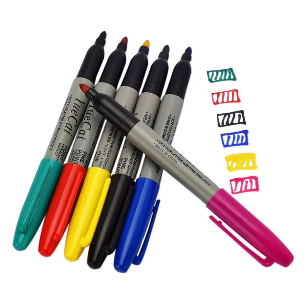 6 Colors Waterproof Plastic Tattoo Transfer Skin Marker Pens, 13.5cm