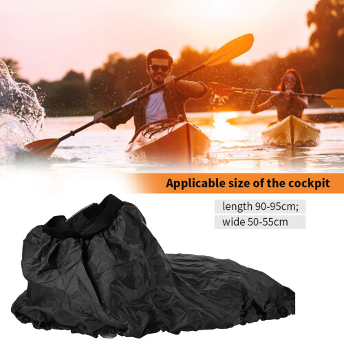 Adjustable Elastic Strap Kayak Spray Skirt 90-95cm Black Durable 2