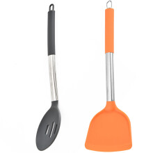 Capodoperă de bucătărie fără efort: Set de tacâmuri din silicon, tacâmuri anti-zgârieturi pentru vase delicate, mâner din oțel inoxidabil