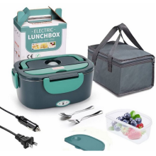 Elektrische Lunchbox mit Selbstheizung, 12V/24V/110V tragbarer Speisenwärmer mit Edelstahlbehälter, ideal für Auto/LKW/Büro, auslaufsicheres