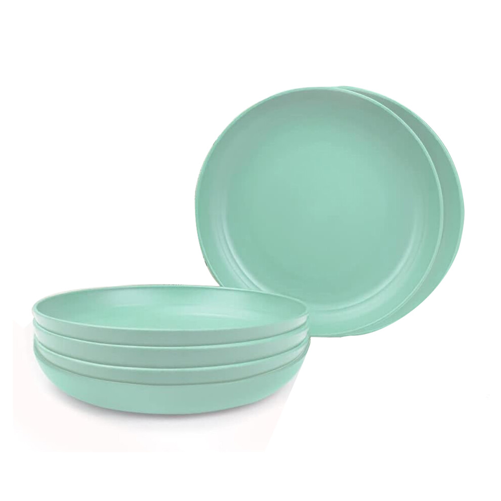 Reusable Fiber Dessert Tableware, Multifunctional Dinner Plate For Any Meal, Space Saving Easy Clean Microwave Safe Set Green 20CM (6 Packs)-image-OPC-PN5MB8S-NEW