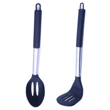 Ustensile de gătit din silicon, ustensile de bucătărie antiaderente rezistente la căldură, mânere din oțel inoxidabil cu design ergonomic,