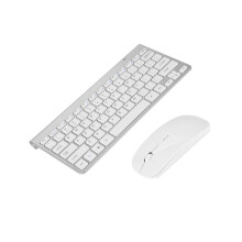Stylish Silver Slim 2.4GHz Wireless Keyboard Mouse Bundle for Desktop