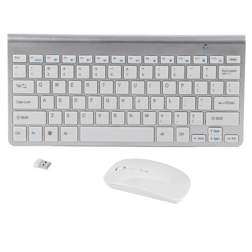 Stylish Silver Slim 2.4GHz Wireless Keyboard Mouse Bundle for Desktop 1