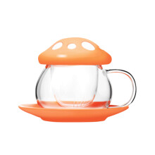 Cute Glass Tea Mug, Gift Set for Tea Lovers Featuring A Mushroom Tea Cup with Infuser and Lid, A Timeless Present for Women and Girls in Yellow, Green