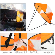 Orange Kayak Wind Sail 42.5in Lightweight & Compact with Clear Window
