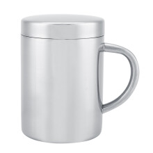 Caneca térmica de aço inoxidável com isolamento de parede dupla que mantém o café quente, alça para maior praticidade, ideal para camping e