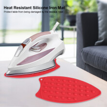 Red Heat Resistant Silicone Iron Mat Portable Anti Slip Safety Rest Pad